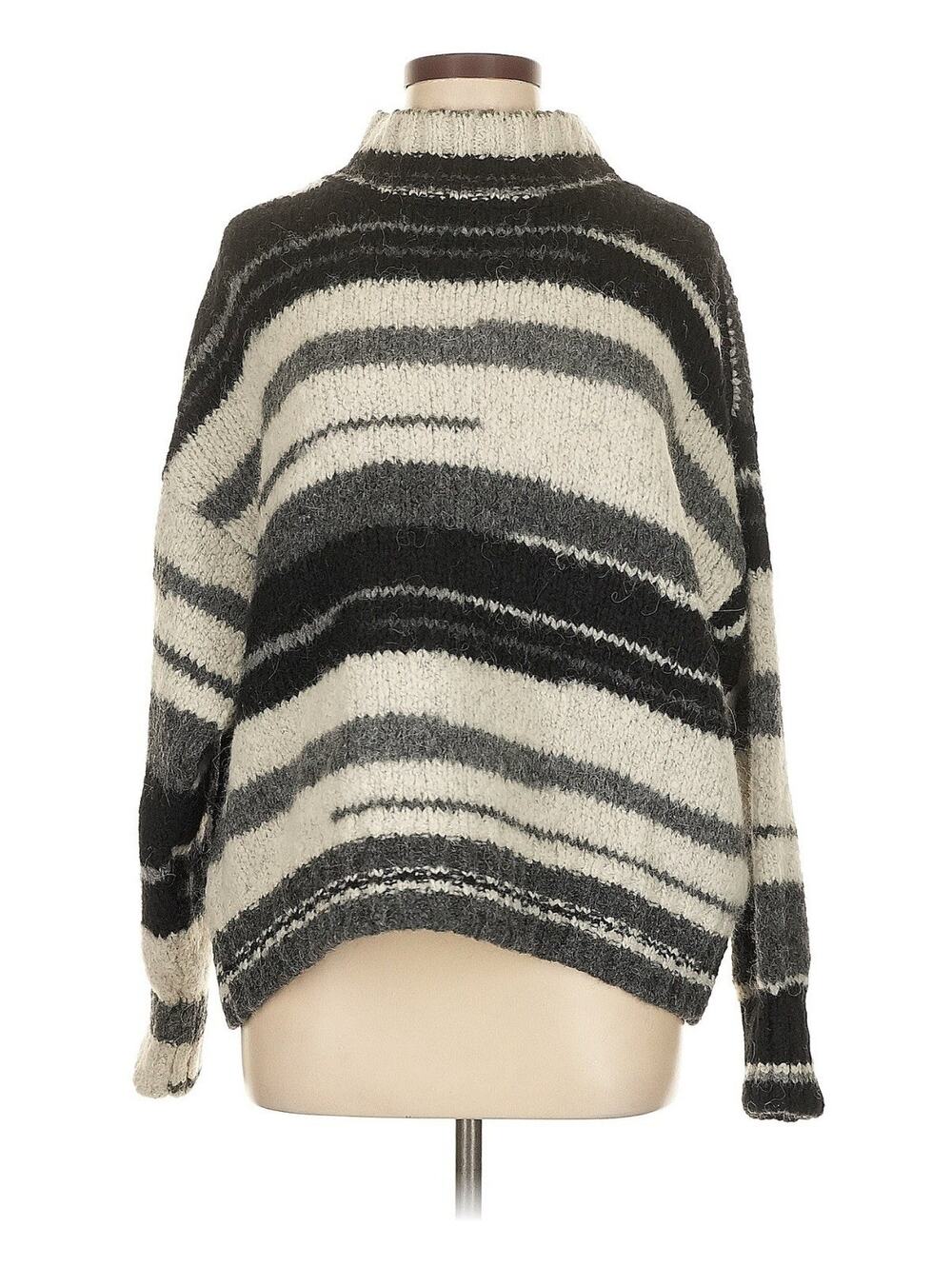 NWOT Studio Fantastique Grey White Black Space Dye Alpaca Sweater S